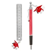 Bomboniere Laurea 2026 Penna e Righello in Zama con ciondolo tocco e pergamena