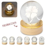Bomboniere 2026 Laurea Sfera LED Quadrifoglio personalizzabile
