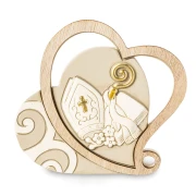 ⚡OFFERTISSIMA Bomboniere Grande Icona Cuore Doppio in Resina e Legno con simbolo Cresima