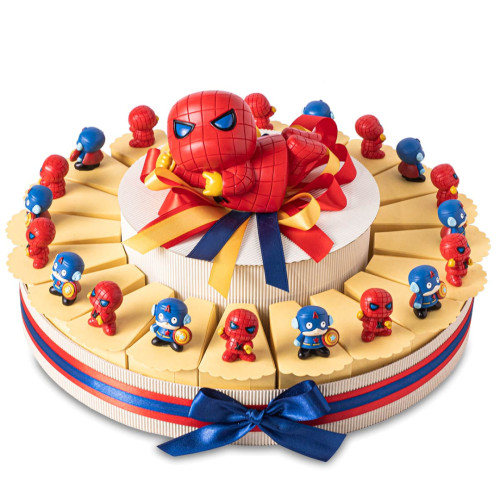 Torta Bomboniere per Maschio 20 Fette con Spiderman e Capitan America