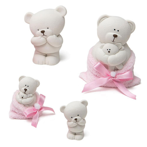 Bomboniere orsetto in ceramica salvadanaio e oggettino rosa