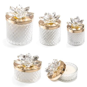 Bomboniere 2026 Candele Diamond Oro con fiore in Cristallo - Alta Qualità