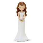 cake topper sposa capelli castani 21 cm