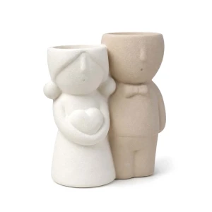 Ultimi 18 pezzi -  Portacandele Sposi in Ceramica