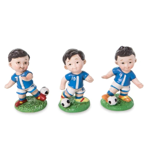 Ultimi 13 pezzi Bomboniere tema calcio Statuina Calciatore bianco e azzurro