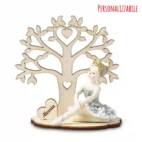 bomboniere personalizzate comunione ballerina con dettagli argentati albero della vita