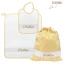 SET ASILO giallo ricamabile - Bavaglia sacchetto e salvietta