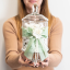 Confettata in vetro con rosa e dettagli verdi