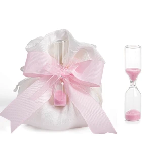 Bomboniere o Segnaposto 2027 Clessidra mini in vetro con sabbia rosa