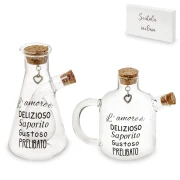 ⚡ OFFERTISSIMA Bomboniere Olio e Aceto in Vetro Soffiato con frasi simpatiche e ciondolo cuore