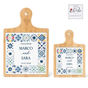 Bomboniere Tema Maioliche Personalizzate Tagliere in legno