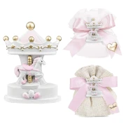 Bomboniere Battesimo e Nascita Bimba 2027 Magnete Carosello Giostra cavallini rosa