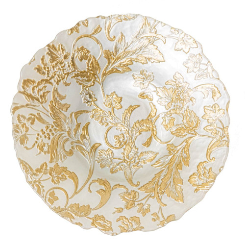 Centrotavola floreale perla e oro diametro 30 cm