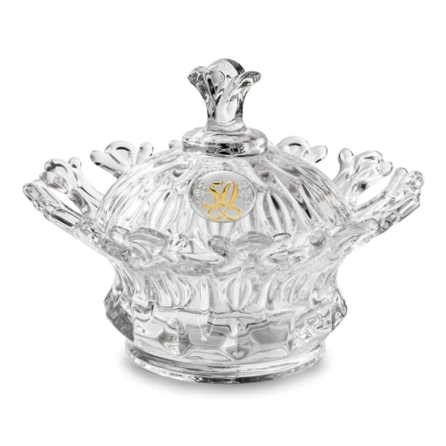 Bomboniere 2026 Nozze d\'Oro Corona vetro porta-candela e portagioie