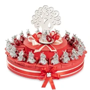 Torta Bomboniere da 20 Fette con Coccinelle su base rossa