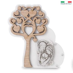 Bomboniera sacra famiglia con Albero della vita in marmo