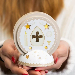 Bomboniere Cresima Linea Pittura 2026 Luce LED con cappello e bastone con base decorata