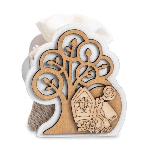 Sacchetti Portaconfetti Cresima con scatolina legno albero