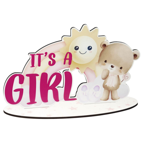 Decorazione da tavolo per Baby Shower Nascita Femmina Rosa con Orsetto