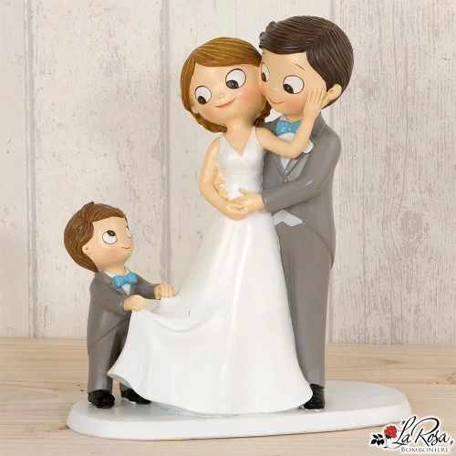 Cake Topper Sposi con bambino bimbo figlio