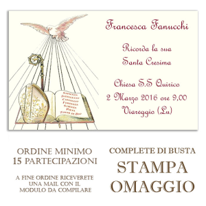 partecipazione, invito per cresima