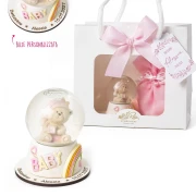 ⚡ OFFERTISSIMA Bomboniera Battesimo Nascita bimba palla di neve con orsetto e scritta Baby Personalizzabile