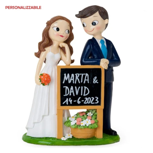Cake Topper Sposi con Lavagna Personalizzabile