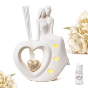 Bomboniere Profumatore Sposi su Cuore LED in Ceramica