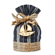 Bomboniere 2026 Tema Mare Sacchettino Portaconfetti a righe con ciondoli in legno