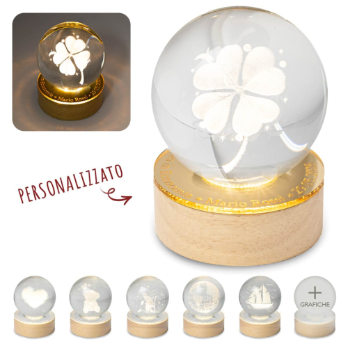 Bomboniere 2025 Laurea Sfera LED Quadrifoglio personalizzabile