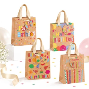 Shopper busta per Compleanno Happy Birthday in Carta con Manici – 12x7x15 cm