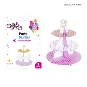 Alzata rosa 3 ripiani per Confettata e Caramellata