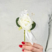 Fiore Portaconfetti con racchette per bomboniere fai da te avorio con cuoricini perlati 16 cm OFFERTISSIMA