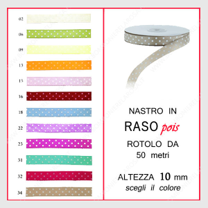 nastro in raso pois 10 mm rotolo da 50 mt