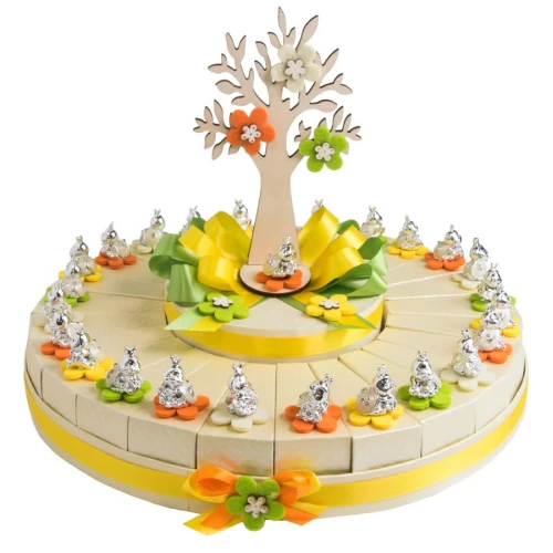 Torta Bomboniere nascita, Battesimo e Comunione 20 Fette con Coccinelle argentate 