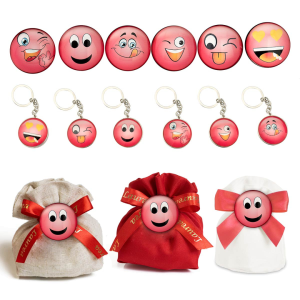 Bomboniere Smile emoticons magnete e portachiavi rossi