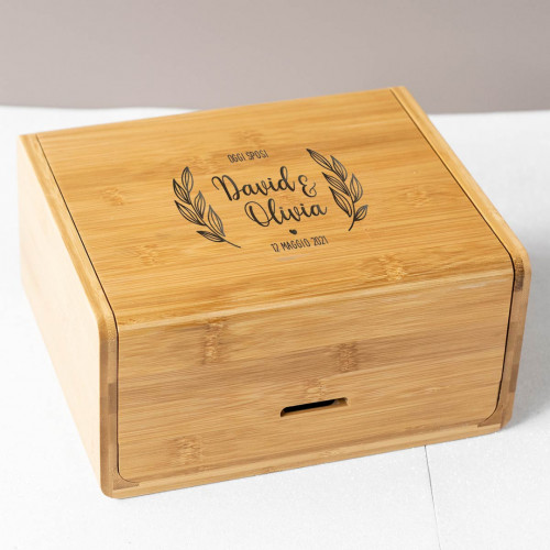 Regalo tema vino set vino 7 accessori con scatola bamboo personalizzabile