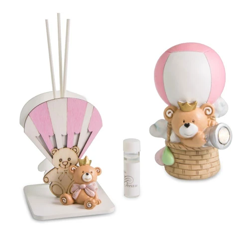 Bomboniere Battesimo e Nascita Bimba Profumatore Mongolfiera Lampada Led