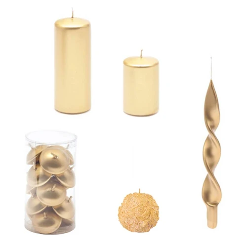 CANDELA ORO GALLEGGIANTE LUNGA CILINDRO SFERA
