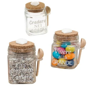 Bomboniere Barattolini vetro shabby con frasi medio