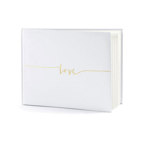 guest book 22 pagine bianco con scritta LOVE oro, libro degli sposi per matrimonio