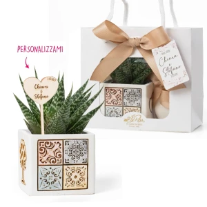 ⚡OFFERTA LAMPO Bomboniere Portapiantina Linea Diadema con Albero della Vita e Maioliche