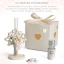 Bomboniere Solidali Matrimonio Quadrifoglio 2020 Linea Chiara, composta da Statuine e profumatore Coppia con Albero della Vita 