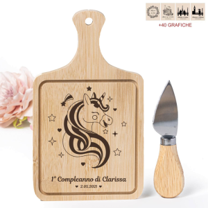 Bomboniere Battesimo Nascita Bimba tema Unicorno Utili Personalizzate Tagliere