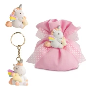 Bomboniere Nascita Bimba idea 2020 Unicorno Magnete e Portachiavi