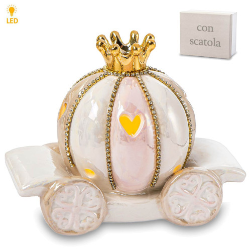Bomboniere Carrozza Rosa con corona a Led in ceramica OFFERTISSIMA