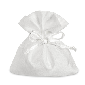 Sacchettino Piatto portaconfetti Elegante in tessuto bianco