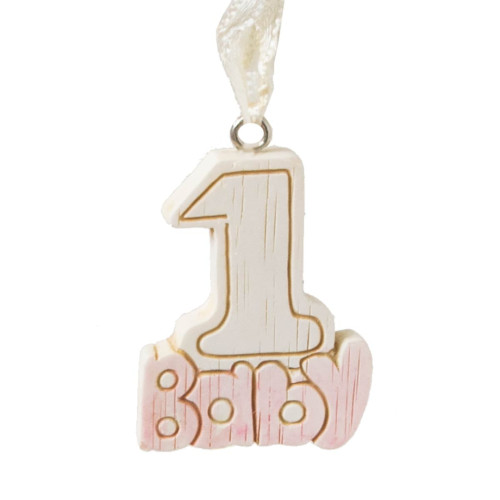 Bomboniera 1° compleanno bimba ciondolo numero 1 rosa