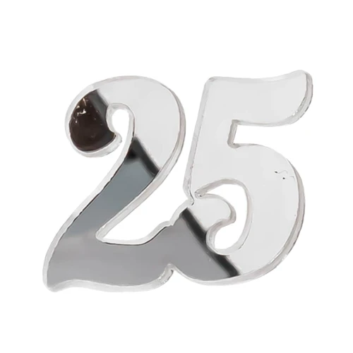 Applicazioni numero 25 argentato in plexiglass per Nozze D\'Argento