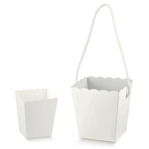cestino contenitore porta confetti per confettata in cartoncino bianco